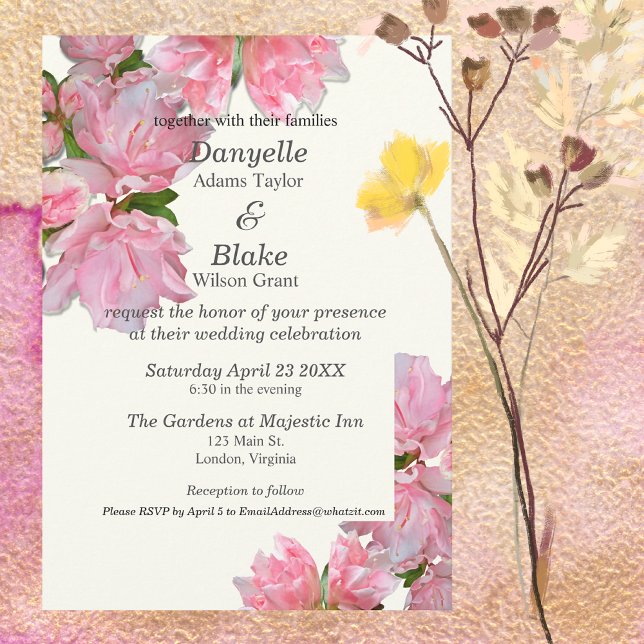 Pretty Pink Ivory Floral Modern Classic Wedding Invitation (Creator Uploaded)