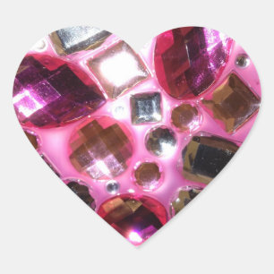 Pretty Pink Jewel Bling Heart Sticker