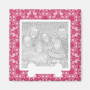 Pretty Pink Lace with Bone Pet Photo Magnet