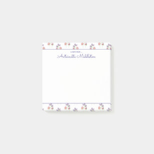 Pretty Pink Lavender Watercolor Floral Custom Post-it Notes