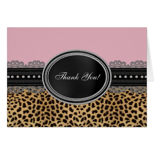 Pretty Pink Leopard Thank You Cards