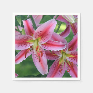 Pretty Pink Lily Floral Photo Napkin