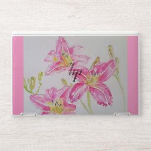 Pretty pink Lily Floral Watercolor Laptop Skin