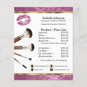 Pretty Pink Lip Glitter Product / Price List Flyer