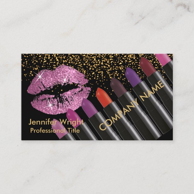 Pretty Pink Lips & Lipstick Business Card (Front)
