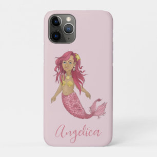 Pretty Pink Little Mermaid Under the Sea Name iPhone 11 Pro Case