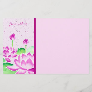 Pretty Pink Lotus Watercolor Painting Washi Paper