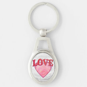 Pretty Pink Love Heart Key Ring