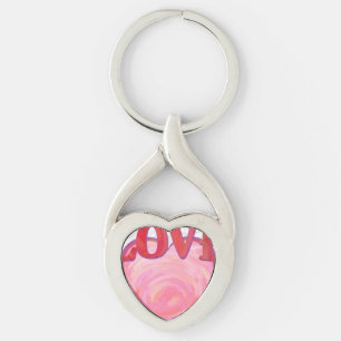 Pretty Pink Love Heart Key Ring
