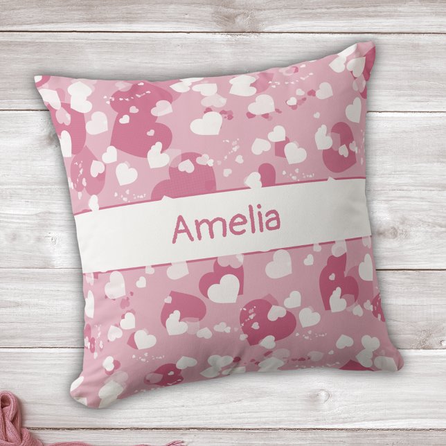 Pretty Pink Love Heart Personalised Cushion (Creator Uploaded)