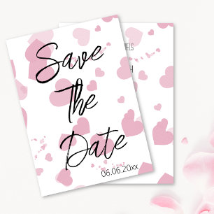 Pretty pink love heart Save the date Card