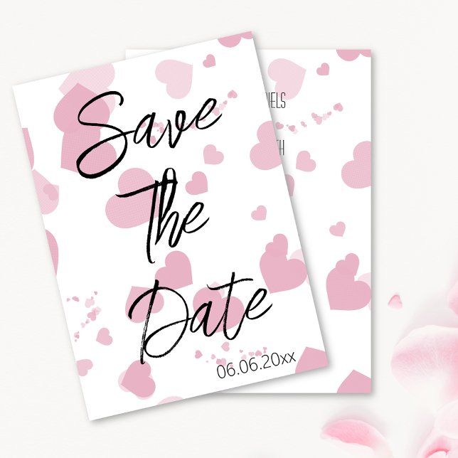 Pretty pink love heart Save the date Card (Creator Uploaded)