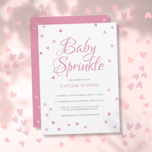 Pretty Pink Love Hearts Baby Sprinkle Shower Invitation (Pretty Pink Love Hearts Baby Sprinkle Shower Invitation)