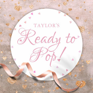 Pretty Pink Love Hearts Ready to Pop Baby Shower Classic Round Sticker