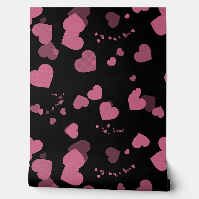 Pretty pink love hearts wallpaper (Unrolling)