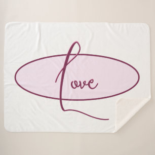 Pretty Pink LOVE Typography Sherpa Blanket