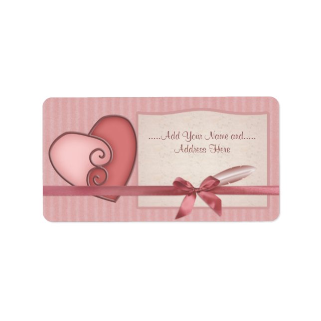 Pretty Pink Loveheart and Bow Striped Labels (Front)
