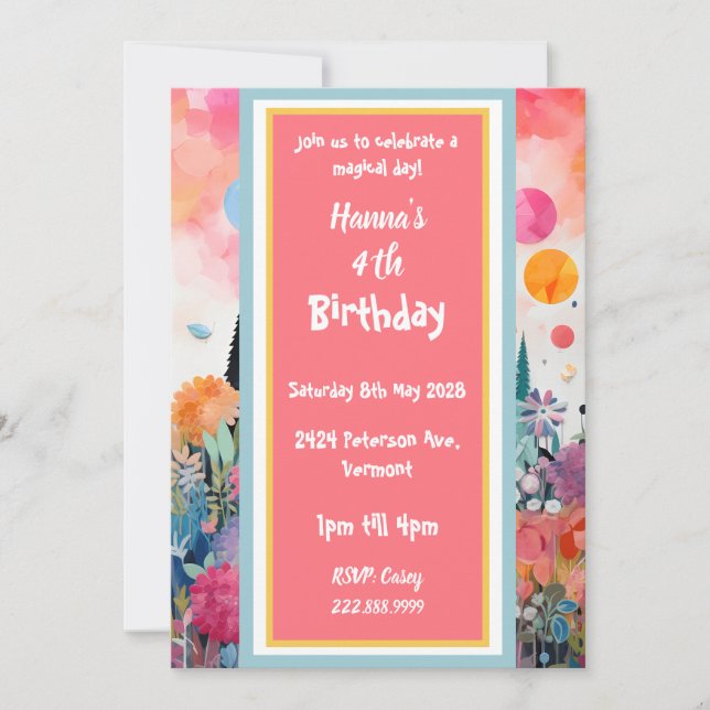 Pretty Pink Magical  Princess Castle Invitation (Front)