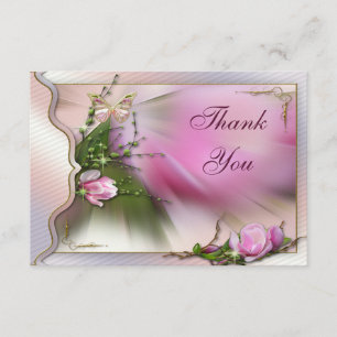 Pretty Pink Magnolia Butterfly Sparkle Thank You