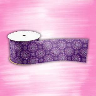 Pretty pink mandala on purple satin ribbon