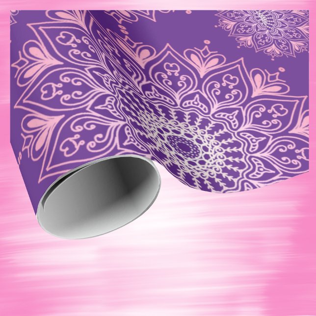 Pretty pink mandala on purple | wrapping paper (Creator Uploaded)
