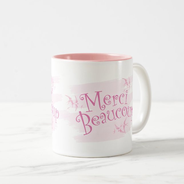 Pretty Pink "Merci Beaucoup" Thank You Gift Mug (Front Right)