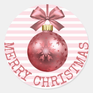 Pretty Pink Merry Christmas Ornament Stickers