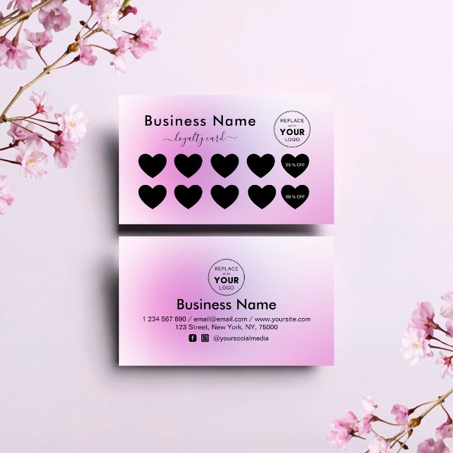 Pretty Pink Minimalist Beauty Salon Loyalty Card (Creator Uploaded)