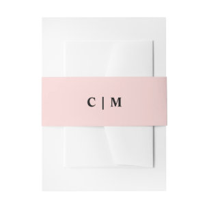 Pretty Pink Minimalist Wedding Initials Invitation Belly Band