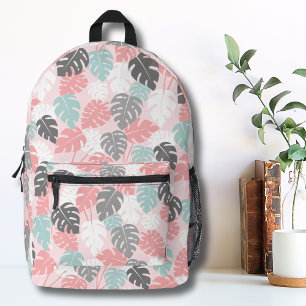 Pretty Pink Modern Monstera Tropical Pattern Girls Printed Backpack