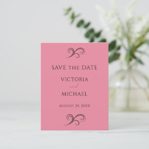 Pretty Pink Modern Scrolls Minimalist Wedding Save The Date