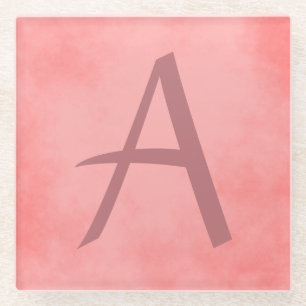 Pretty Pink Monogram Glass Coaster