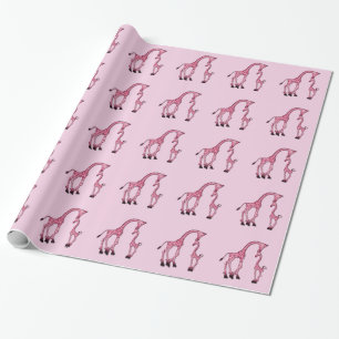 Pretty Pink Mum & Baby Giraffe Wrapping Paper