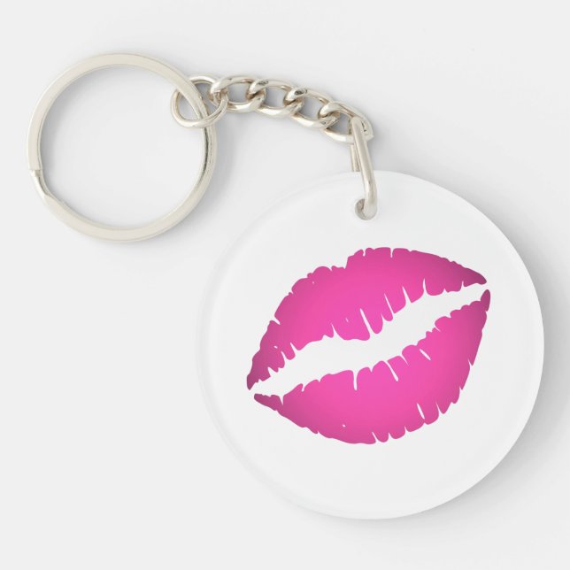Pretty Pink Ombre Lipstick Pout Kiss Key Ring (Front)