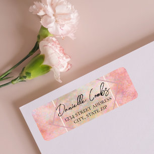 Pretty Pink Opal Stone Return Address label