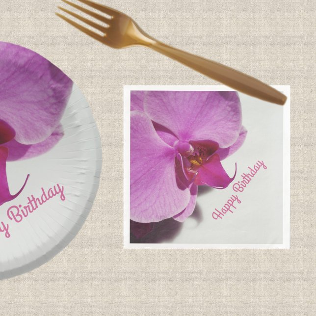 Pretty Pink Orchid Blossom Floral Customisable Napkin (Creator Uploaded)
