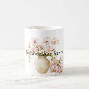 Pretty Pink Orchid Flowers Coffee Mug