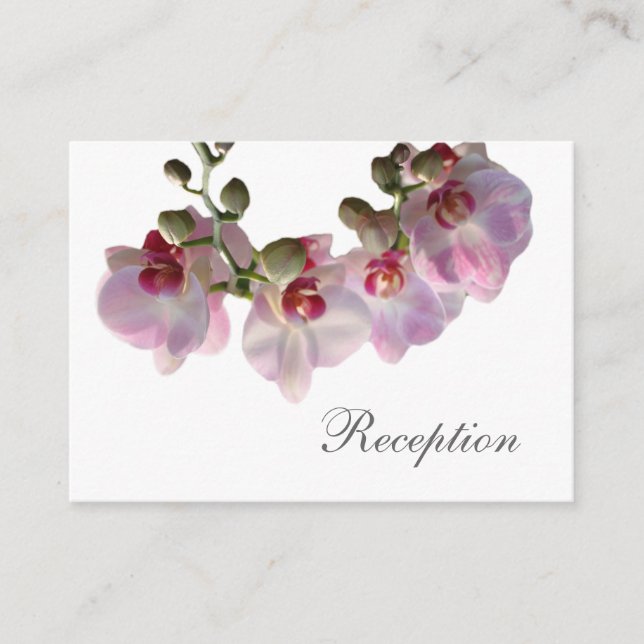 pretty pink orchid flowers pink wedding reception enclosure card (Front)