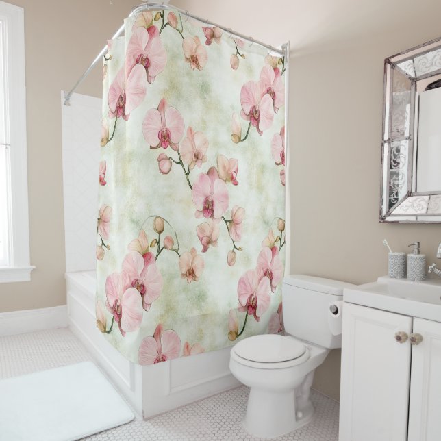 Pretty Pink Orchids Shower Curtain (In Situ)