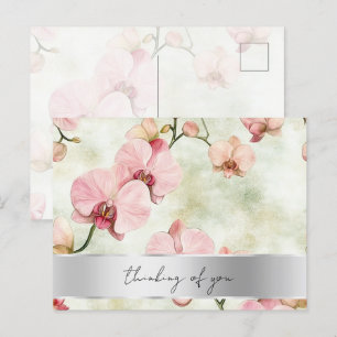 Pretty Pink Orchids Wedding Postcard