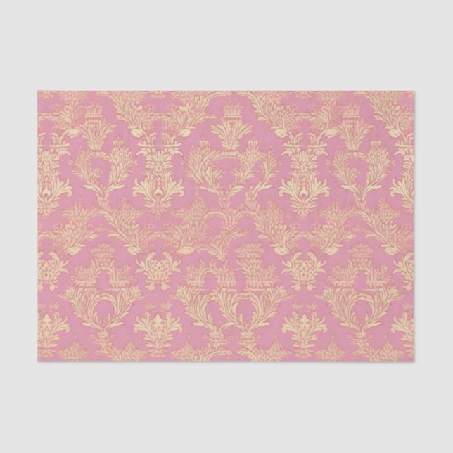 Pretty Pink Ornamental Damask   Tissue Paper (Front)