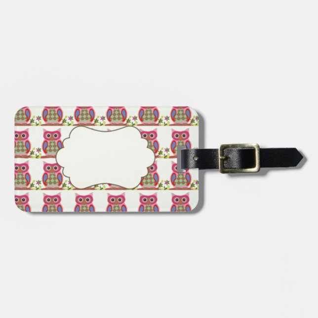 Pretty Pink owls pattern accessories Luggage Tag (Front Horizontal)