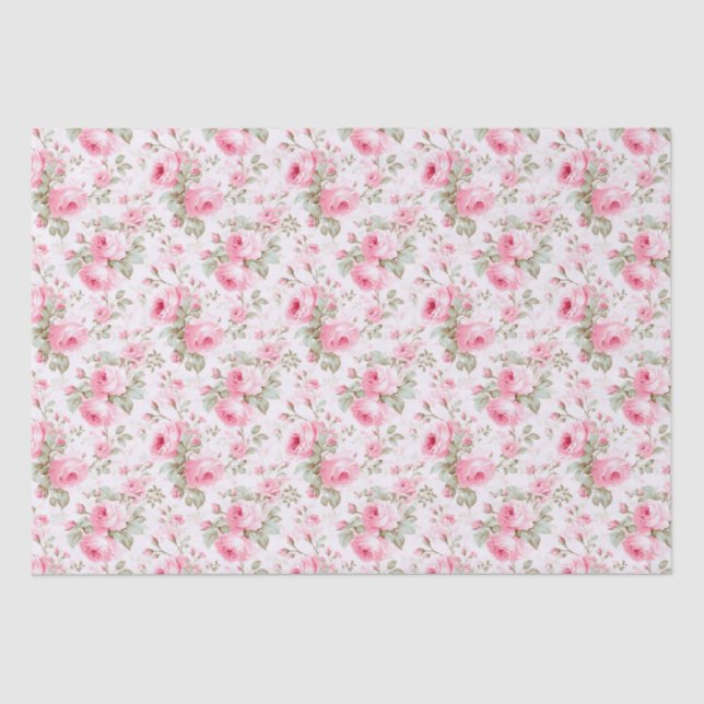 Pretty Pink Painted Roses  Tissue Paper (Front)