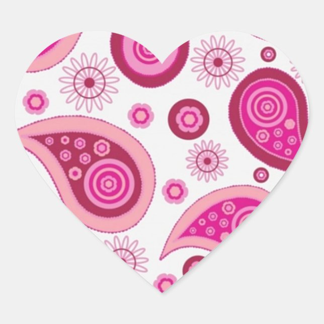 Pretty Pink Paisley Pattern accessories - add name Heart Sticker (Front)