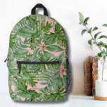 Pretty Pink Palm Leaf Tropical Floral Girls Printed Backpack<br><div class="desc">This cute and simple print looks like a calm pink and green vintage floral print with a tropical vibe! Palm leaves, monstera leaves and more. Great for gifts or products. Simple Modern Pink Palm Leaf Tropical Floral Wall Printed Backpack. Great for back to school for your children, or for a...</div>