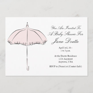 Pretty Pink Parasol Shower Invitation