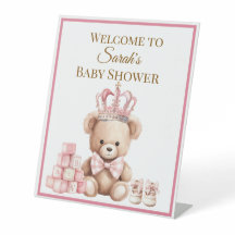 Pretty Pink Pastel Teddy Bear Baby Shower
