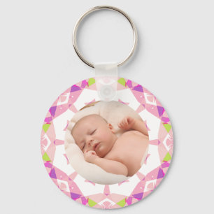 Pretty Pink Pastels Custom Photo Grandparents Day Key Ring