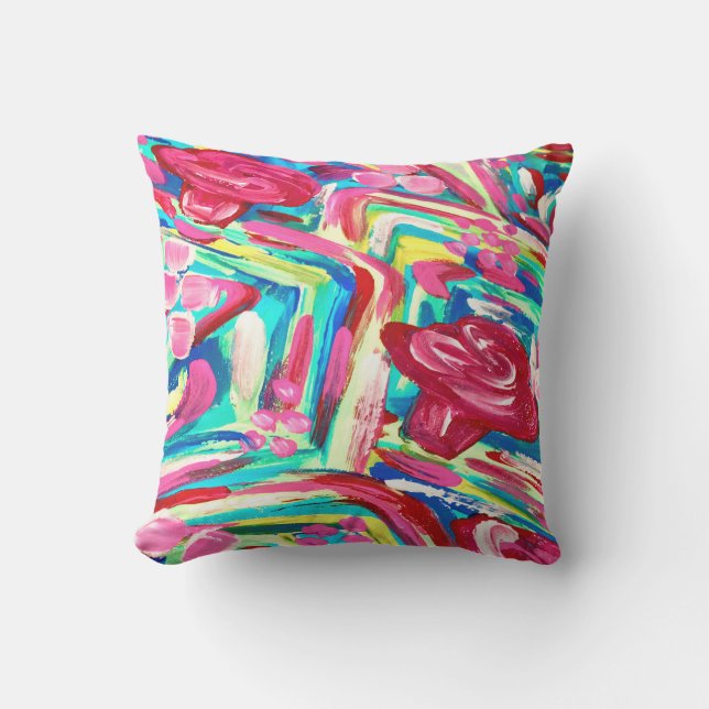 Pretty pink patio pillow (Front)