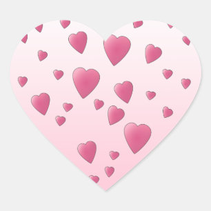 Pretty Pink Pattern of Love Hearts. Heart Sticker